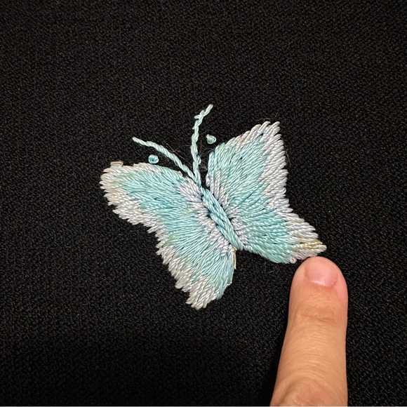 Vintage Alnora Dress Embroidered Butterflies Women’s Large - Picture 6 of 14